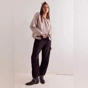 Free People We The Free Good Luck Mid-Rise Cord Barrel Jeans 28 Trousers 44689